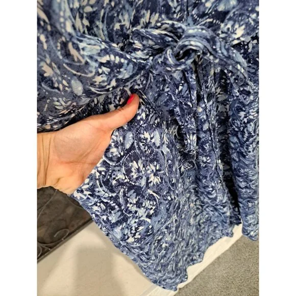 Lauren Ralph Lauren Linen Floral Shirtdress Tie Waist Blue Plus Size 14 Women's - Picture 4 of 12